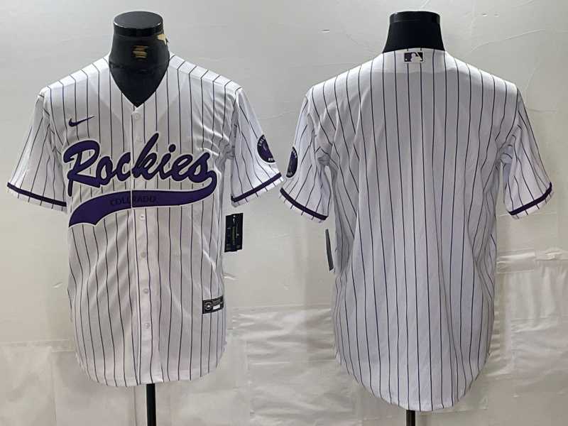 Men%27s Colorado Rockies Blank White With Patch Cool Base Stitched Baseball Jersey->colorado rockies->MLB Jersey